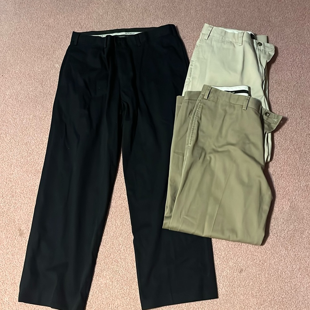 Bundle 3 pairs of Eddie Bauer men’s relaxed fit dress pants 36x30